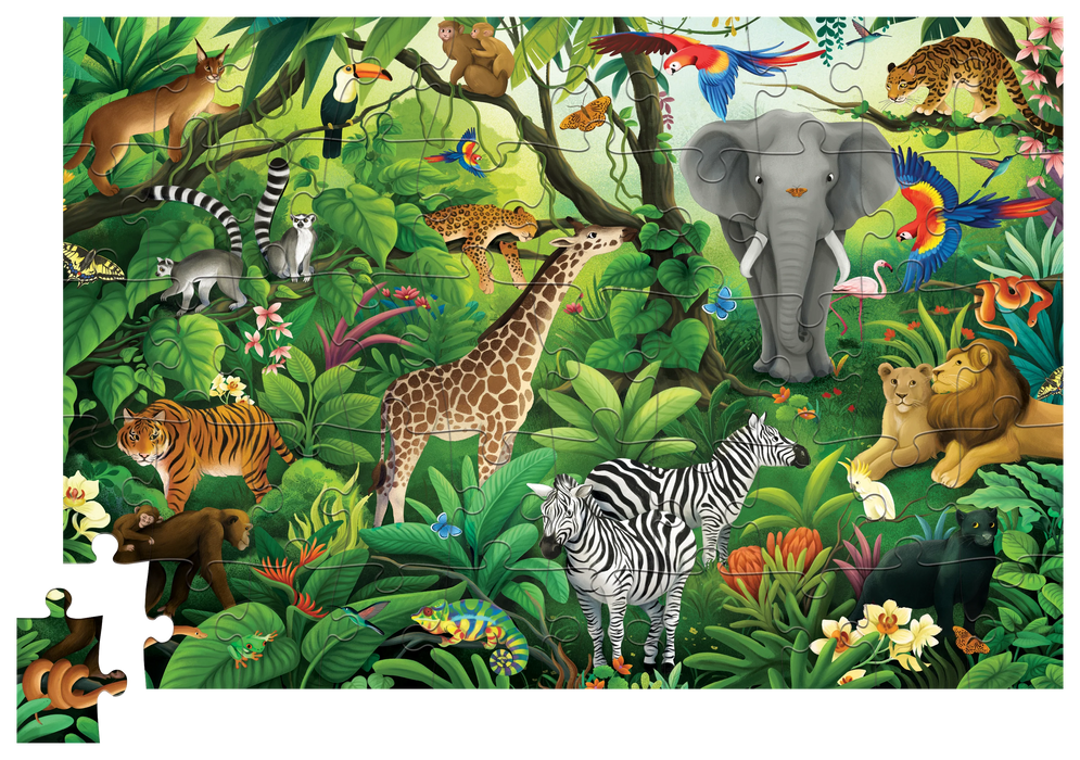 Crocodile Creek Holo Puzzle 50pcs - Jungle Paradise