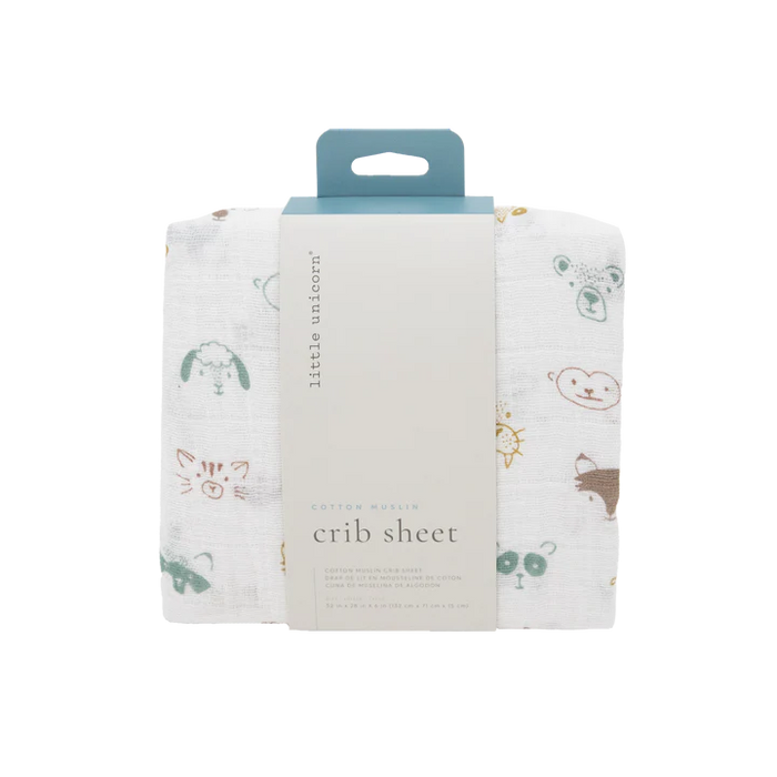 Little Unicorn Cotton Muslin Crib Sheet - Animal Crowd