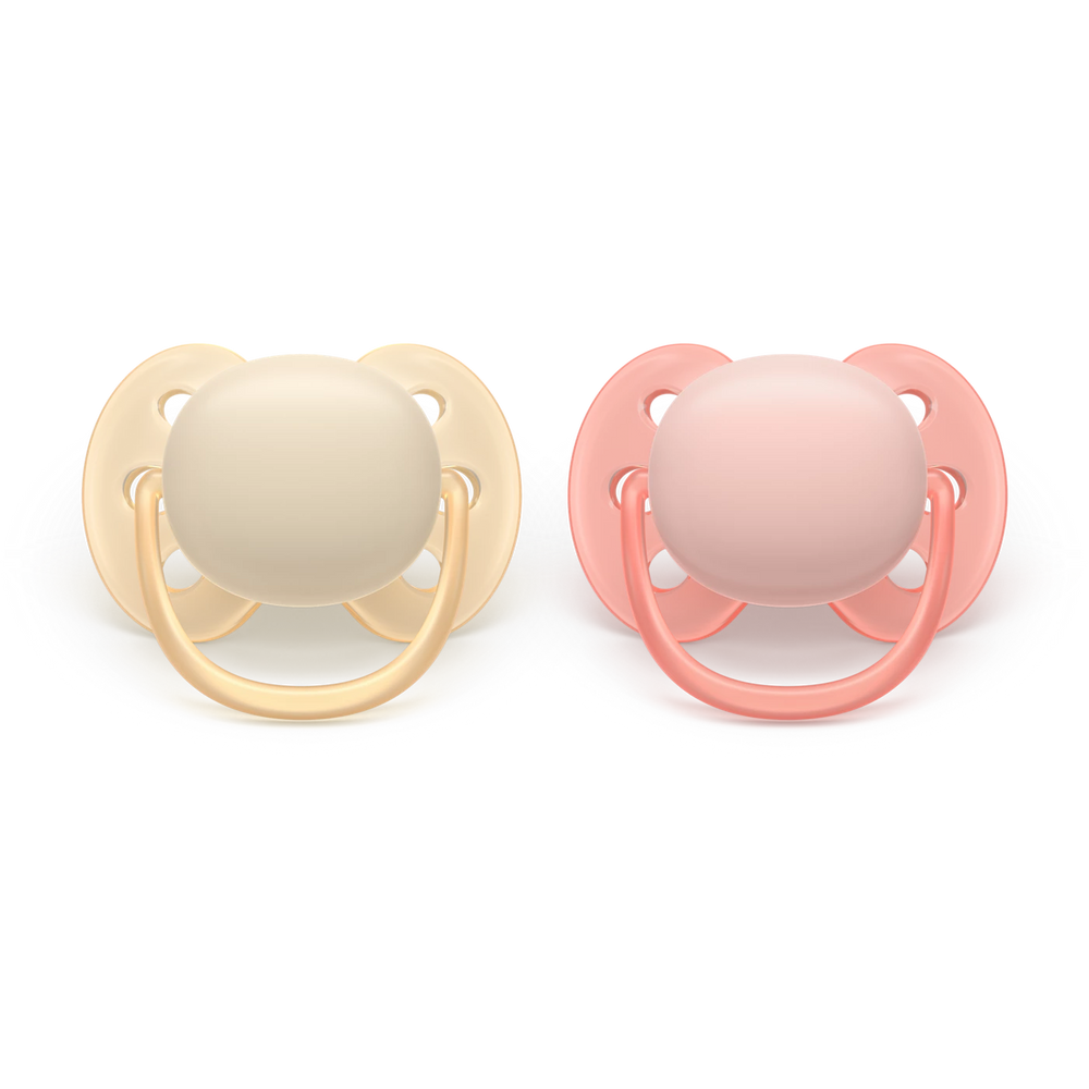 Avent Ultra Soft Pacifier 2pk 0-6M - Sand/Blossom