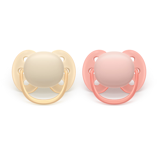 Avent Ultra Soft Pacifier 2pk 0-6M - Sand/Blossom