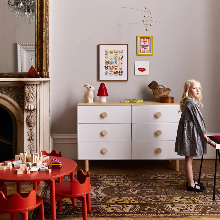 Oeuf Dot Merlin 6 Drawer Dresser - Birch/White