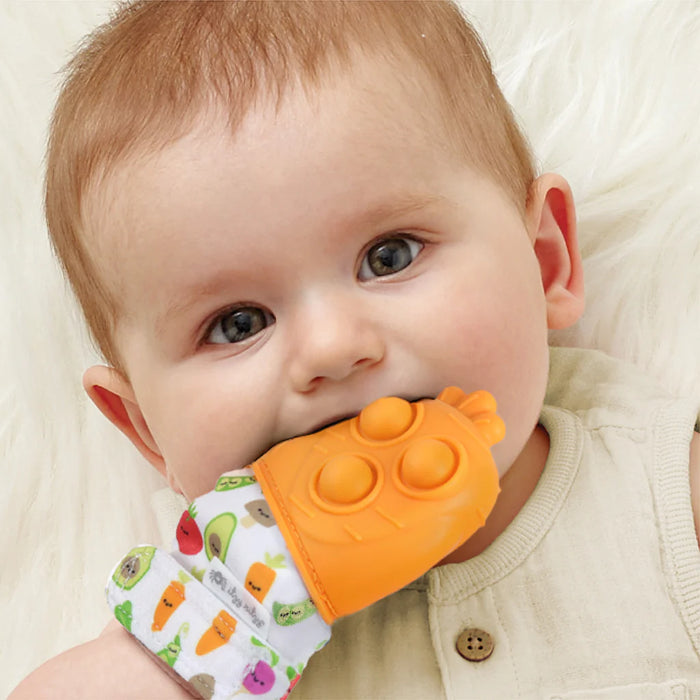 Itzy Ritzy Pop Teething Mitt - Carrot