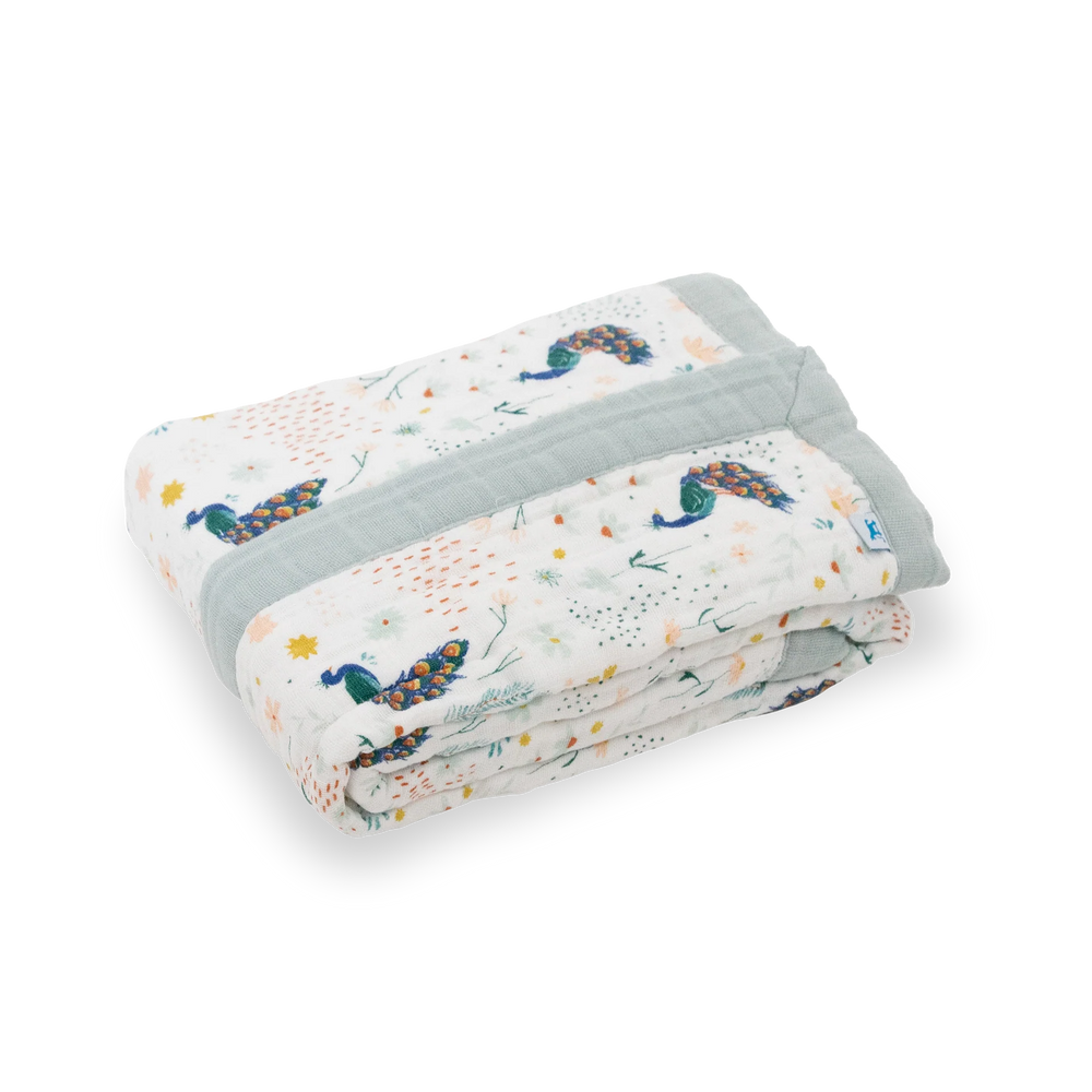 Little Unicorn Cotton Muslin Baby Quilt - Peacock