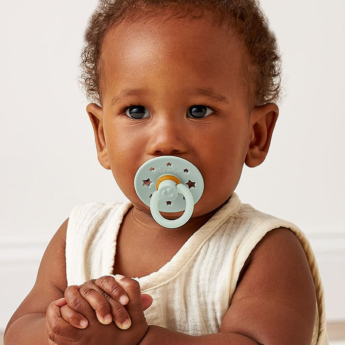 Itzy Ritzy Natural Rubber Pacifier Glow In The Dark 2pk - Sage and Gray