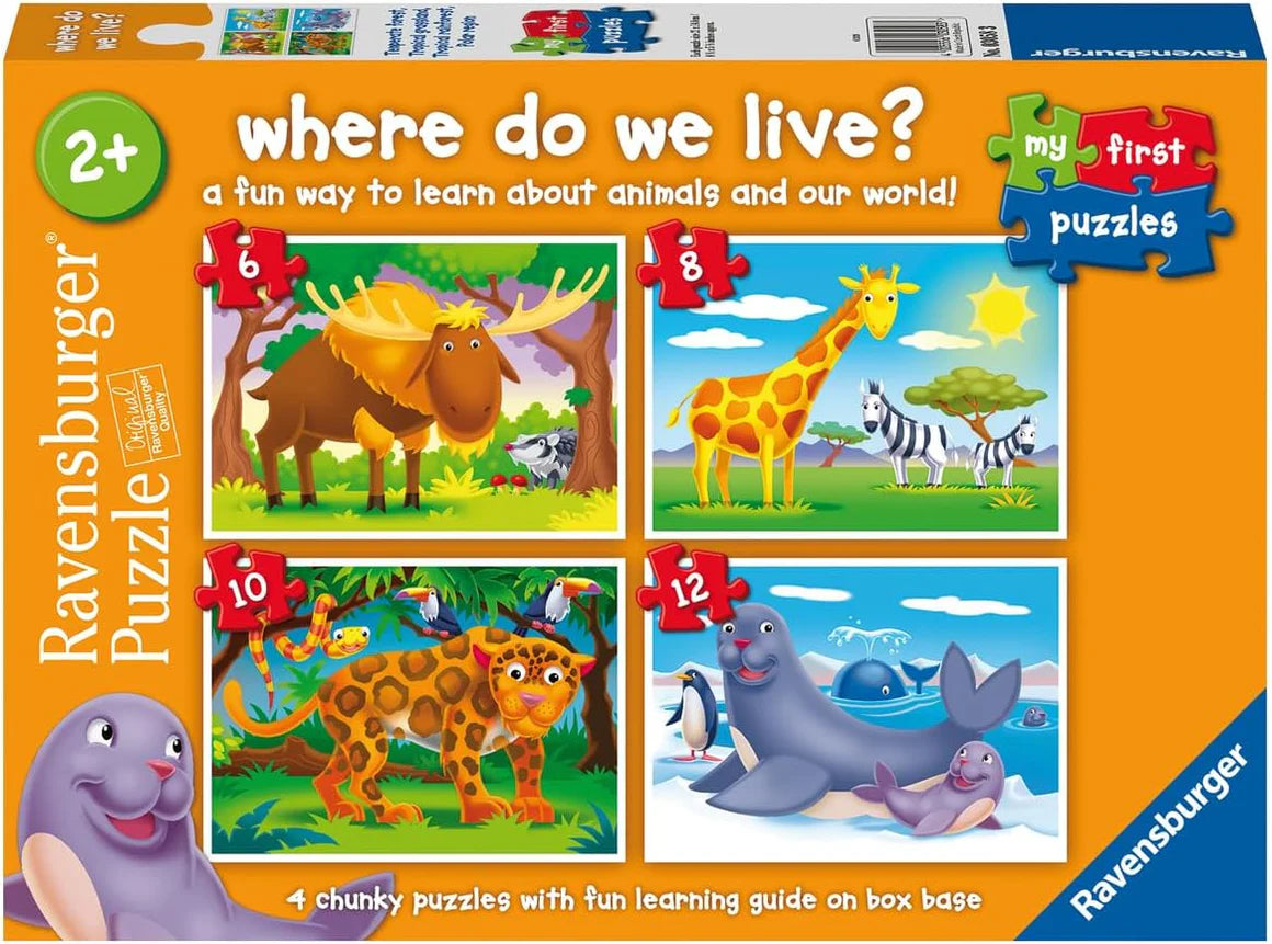 Ravensburger Puzzle 6/8/10/12pcs 2yr+ - Where Do We Live?