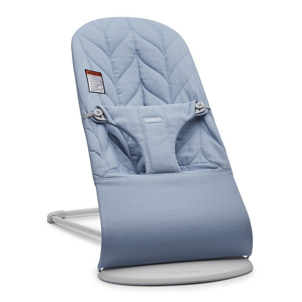 BABYBJÖRN Bouncer Bliss, Light Grey Frame - Petal Quilt, Blue