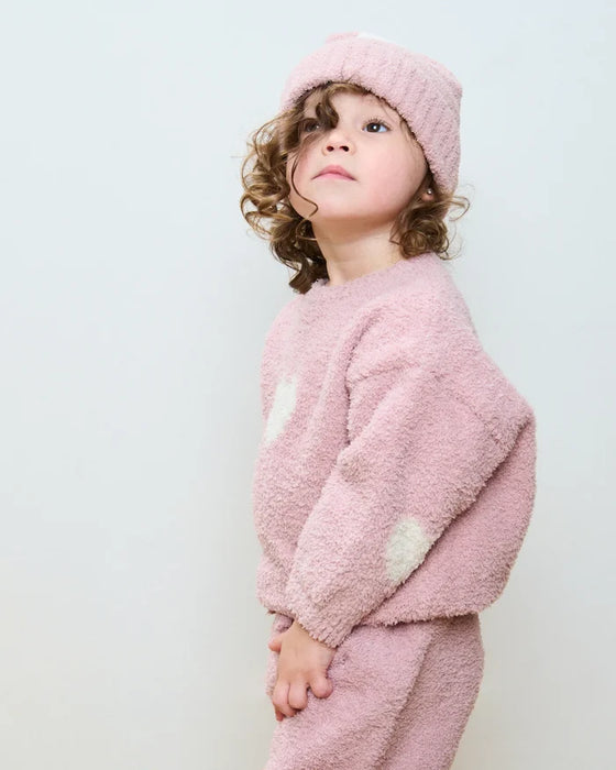 7am Heart Sweater-Ash Rose & Ecru 2-3T