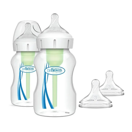 Dr Brown's Options+ Wide-Neck Anti-Colic 2pk Level2 Nipples Bottles 11oz/330ml