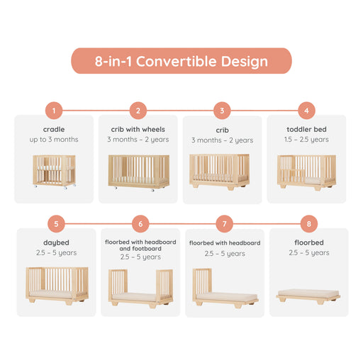 Dadada Spirit 8-in-1 Convertible Crib - Walnut