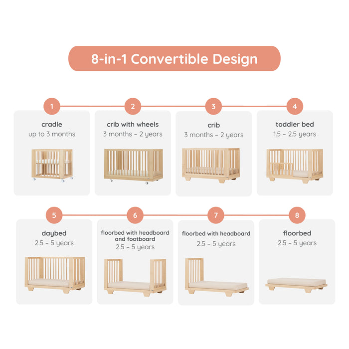 Dadada Spirit 8-in-1 Convertible Crib - Walnut