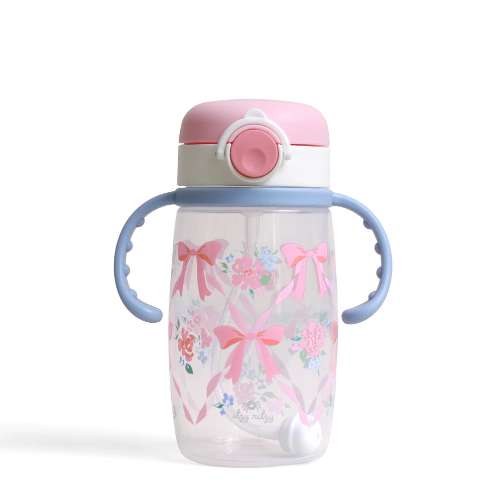 Itzy Ritzy Sips Straw Cup w/ Snap Close Lid - Ribbons & Roses