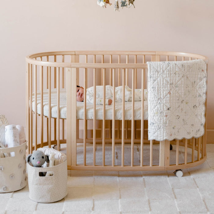 STOKKE V3 Bed Fitted Sheet by Pehr - Stripped Away Pebbles