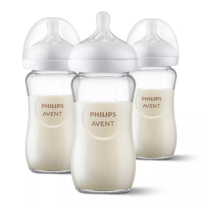 Avent Glass Natural Bottle 3pk 8oz - 1M+