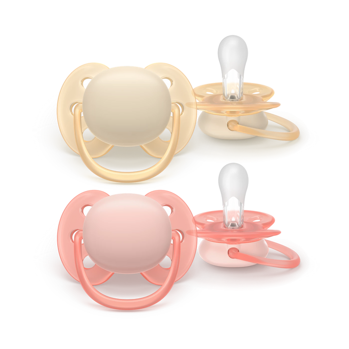 Avent Ultra Soft Pacifier 2pk 0-6M - Sand/Blossom