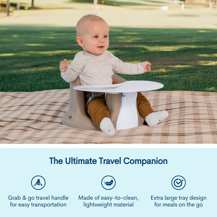 Upseat Baby Floor and Booster Seat with Tray - Taupe