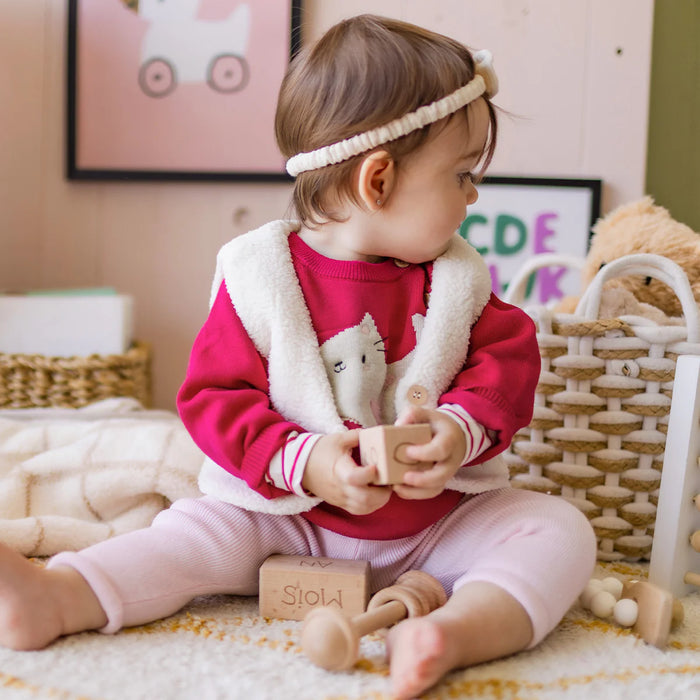 Souris Mini Knit Sweater w/ Jacquard Pattern - Pink