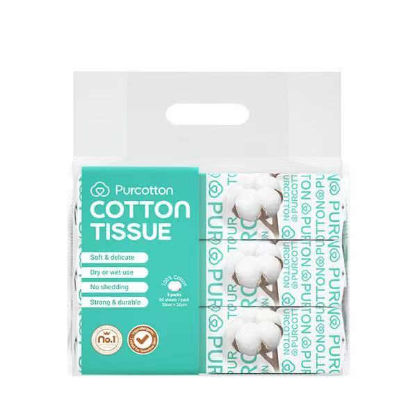 Purcotton Cotton Tissues 100 Sheets (3pk)