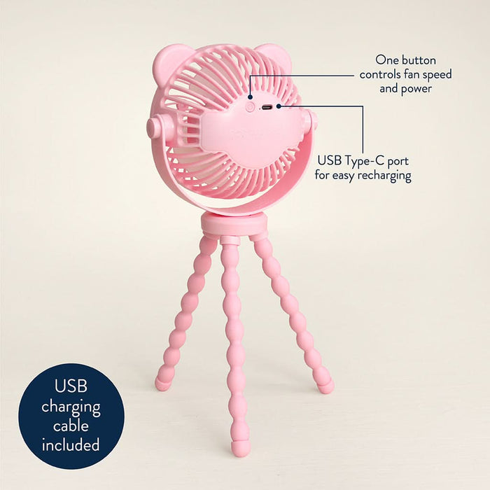 Itzy Ritzy Itzy Breeze 3 Speed Stroller Fan - Bear Pink