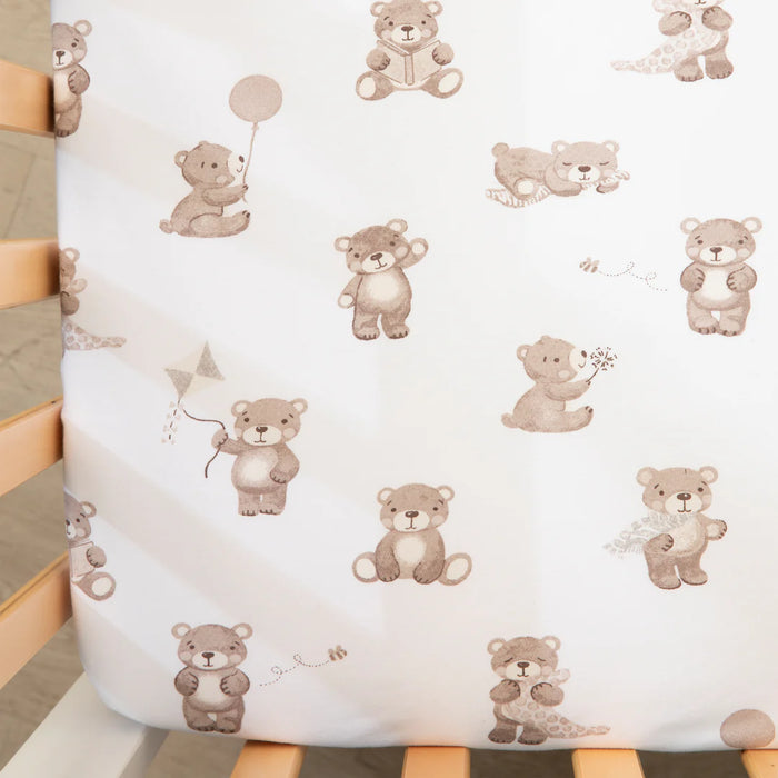 Living Textiles Cotton Fitted Sheet - Cuddly Bear