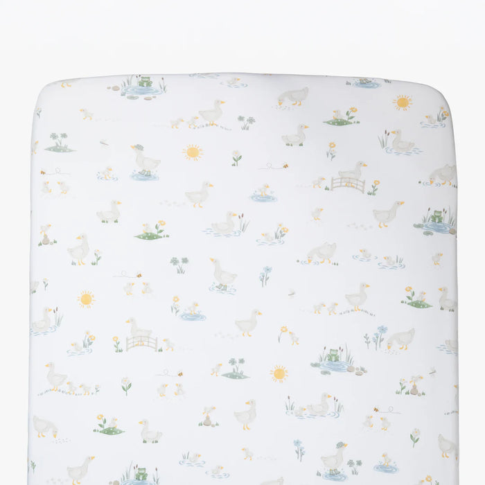 Living Textiles Cotton Fitted Sheet - Goosey Goosey