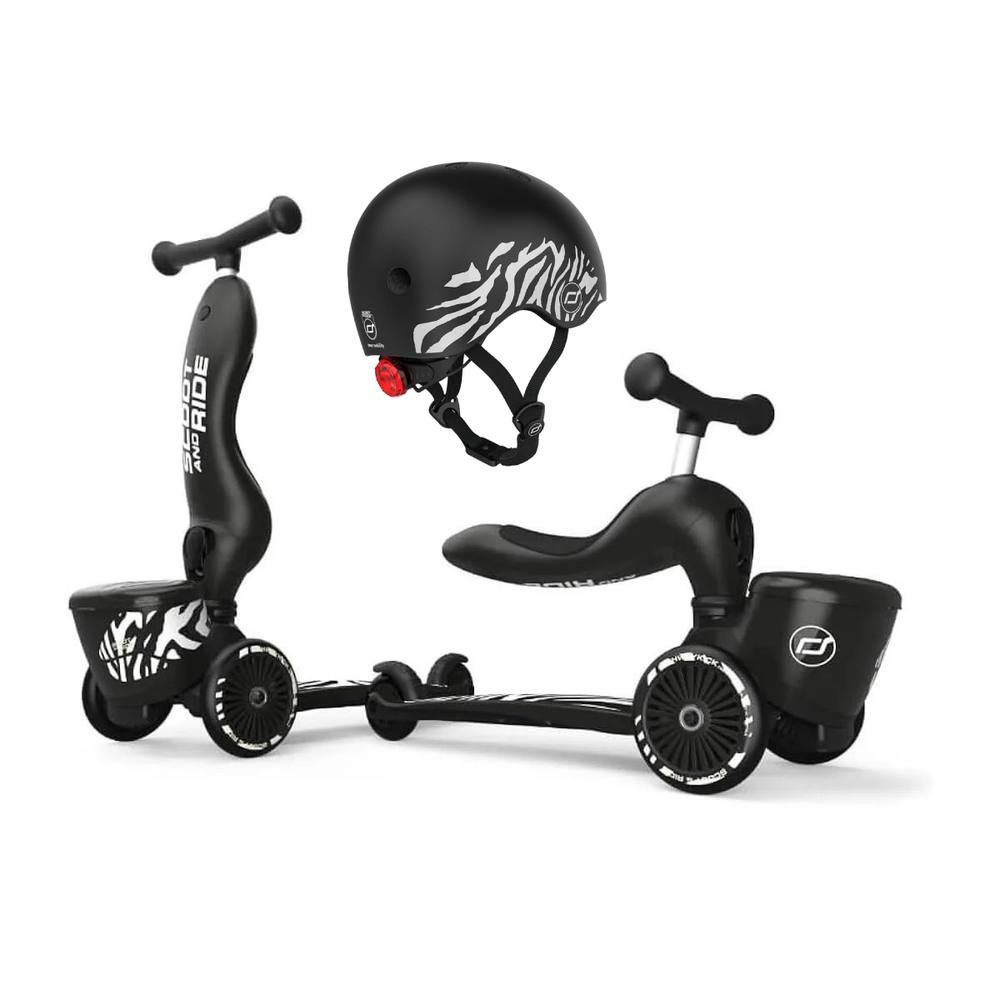 Scoot & Ride Highwaykick 1 Lifestyle + Helmet - Zebra