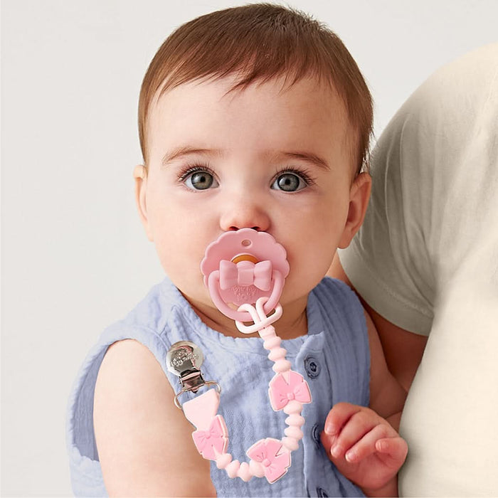 Itzy Ritzy Paci Strap Plus Silicone - Pink Bows 705101879
