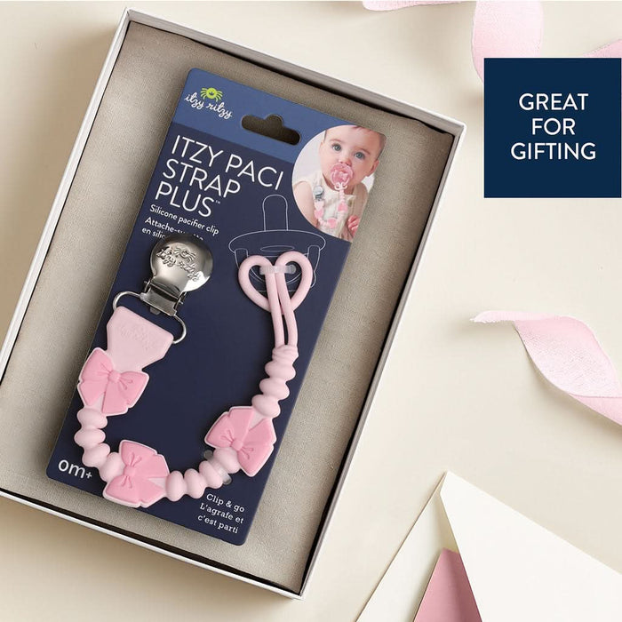 Itzy Ritzy Paci Strap Plus Silicone - Pink Bows 705101879