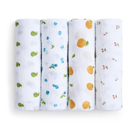 Aden + Anais Organic Muslin Swaddle Blankets 4pk - Fresh Fruit
