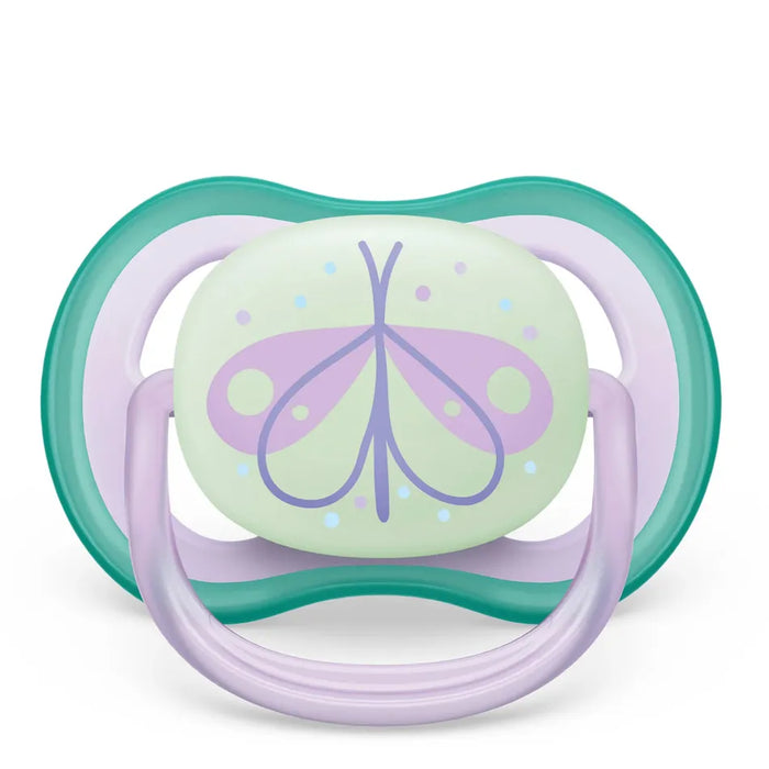 Avent Ultra Air Pacifier Nighttime 0-6M 2pk - Lilac Dragonfly/Dreams