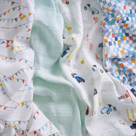 Aden+Anais Swaddle Blanket 4pk 112x112cm - Vintage Car Rally