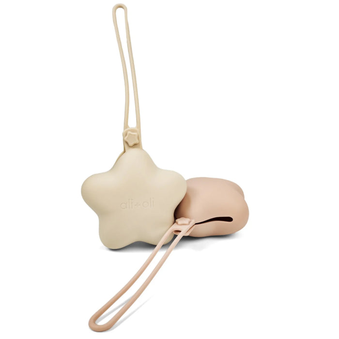 Ali+Oli Silicone Star Pacifier Holder Case 2pk - Blush Sand