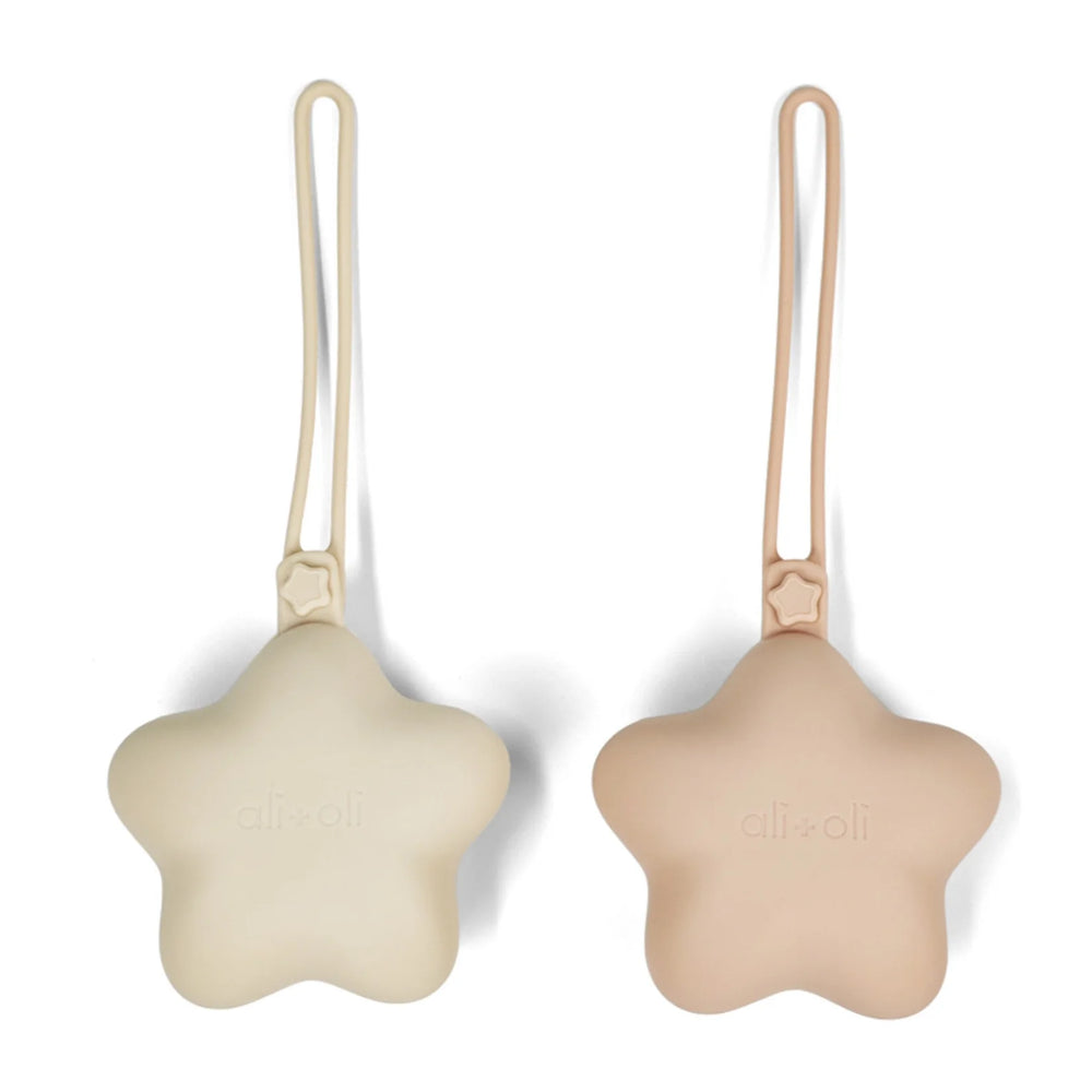Ali+Oli Silicone Star Pacifier Holder Case 2pk - Blush Sand