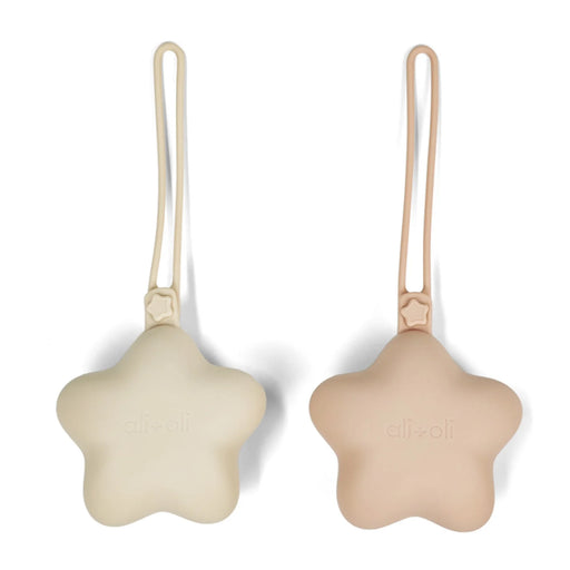 Ali+Oli Silicone Star Pacifier Holder Case 2pk - Blush Sand