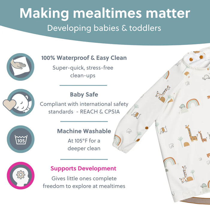 Bibado Coverall Long Sleeve Weaning Bib - Botanical Bunnies