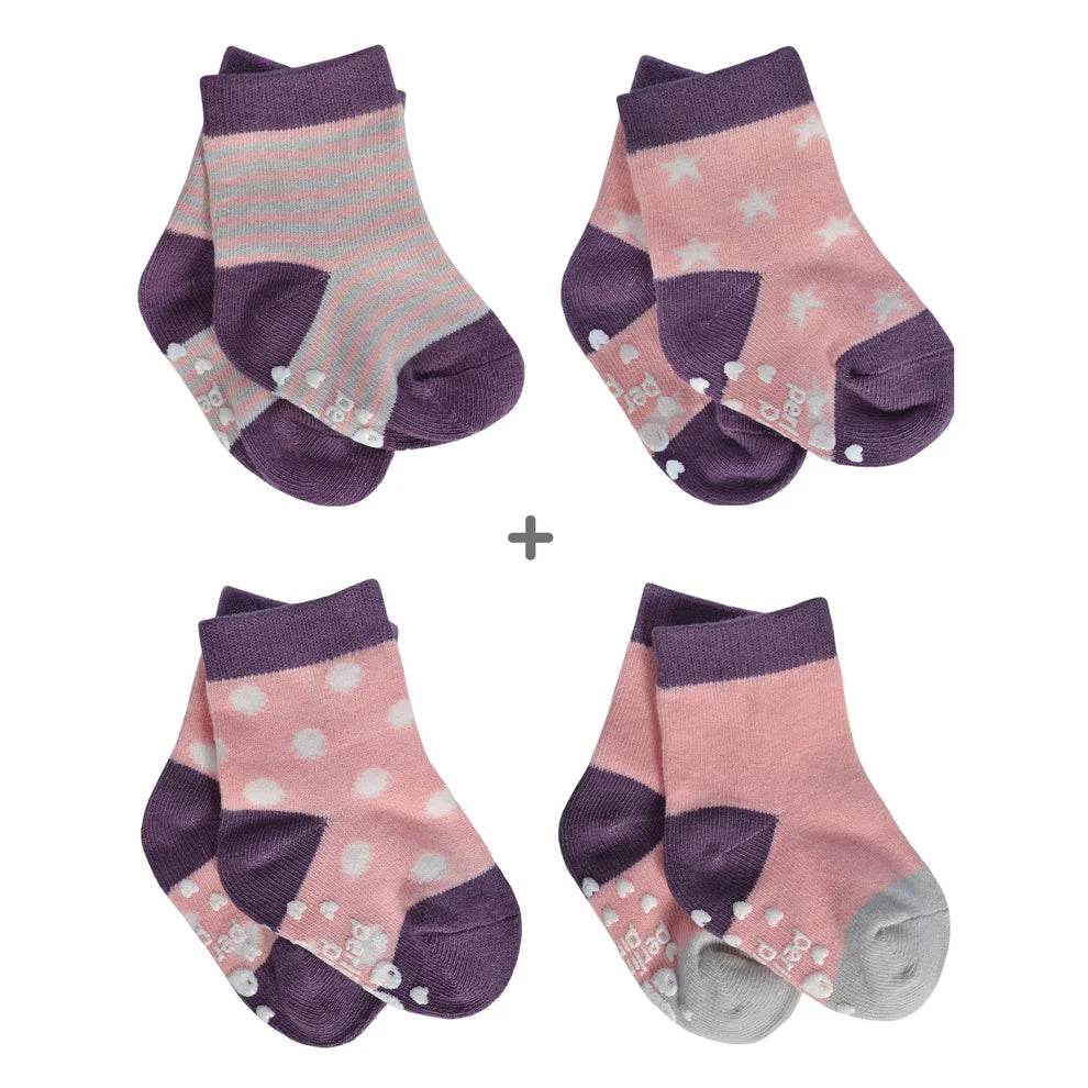 Perlim Pinpin 4 Pairs of Socks - Pink Plum