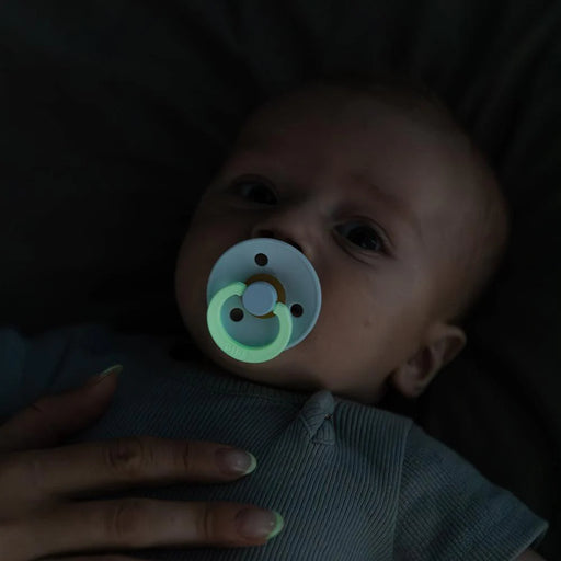 Bibs Round Pacifier Glow 2pk - Petrol/Deep Space
