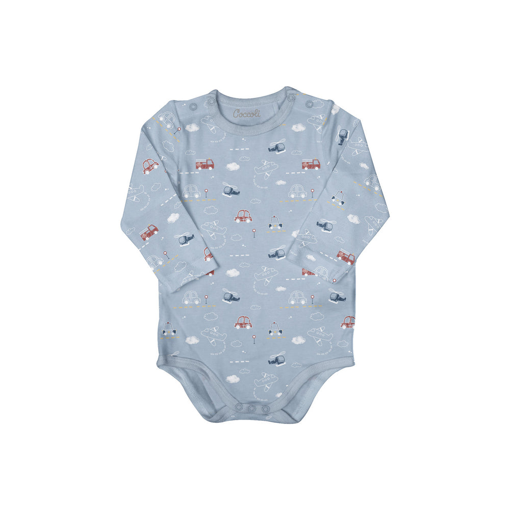 Coccoli Modal Romper - Vehicles On Blue