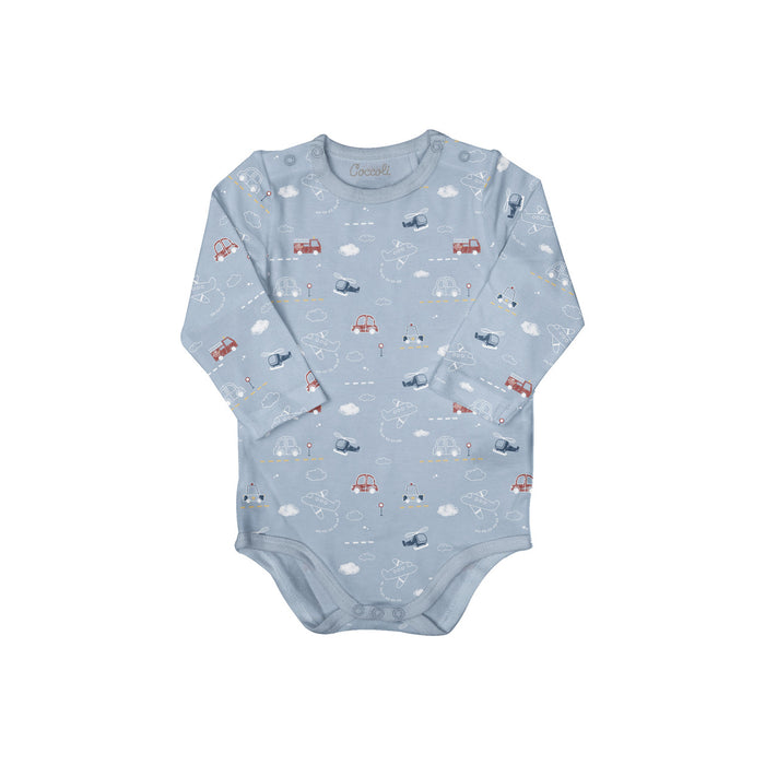 Coccoli Modal Romper - Vehicles On Blue