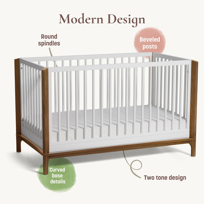 Little Seeds Laurel Island 4 in 1 Crib - White/Chestnut