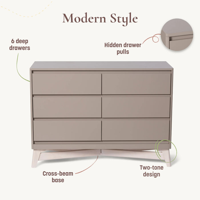 Little Seeds Pala 6-Drawer Dresser - Taupe/Whitewash