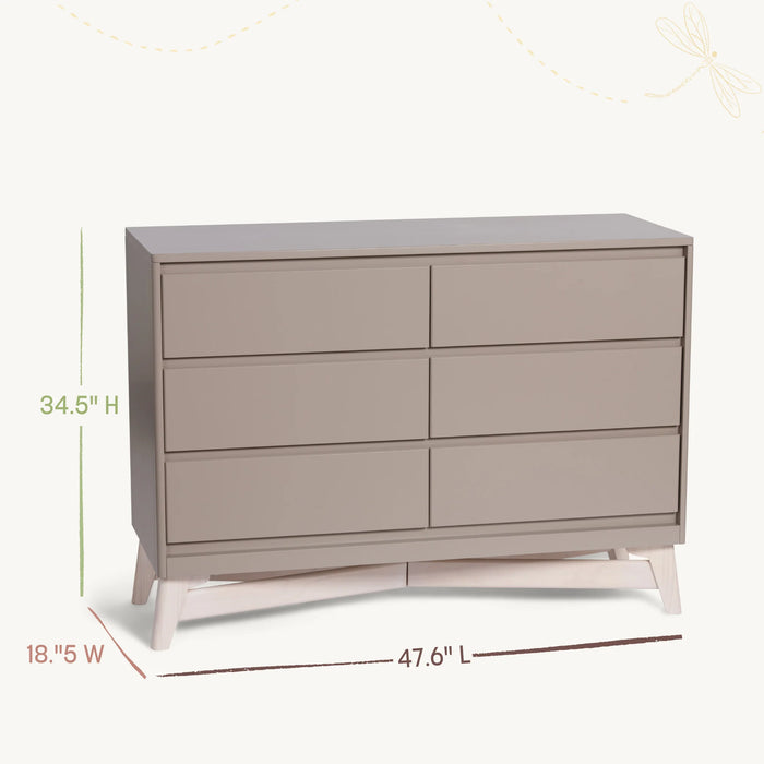 Little Seeds Pala 6-Drawer Dresser - Taupe/Whitewash