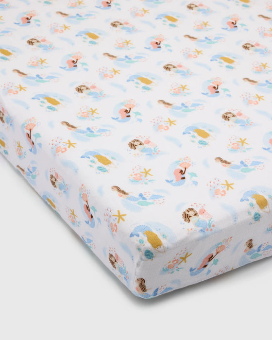 Loulou Lollipop Fitted Crib Sheet - Mermaids