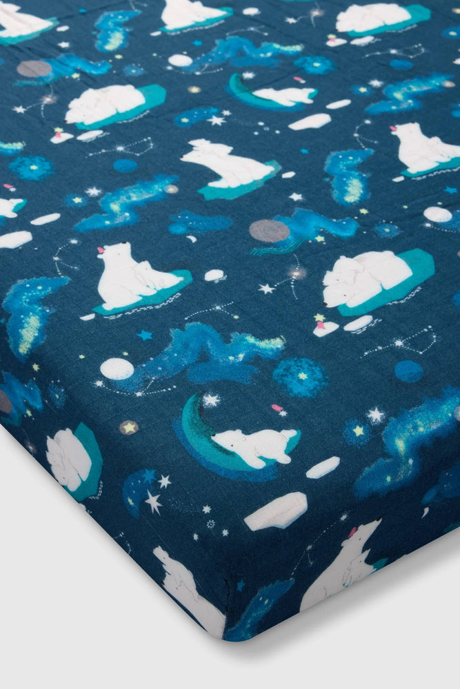 Loulou Lollipop Fitted Crib Sheet - Stargazing Bear