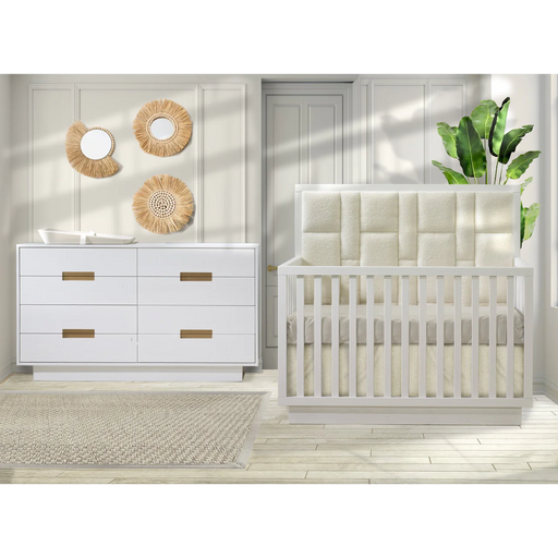 Natart Como Convertible Crib with Upholstered Panel - White
