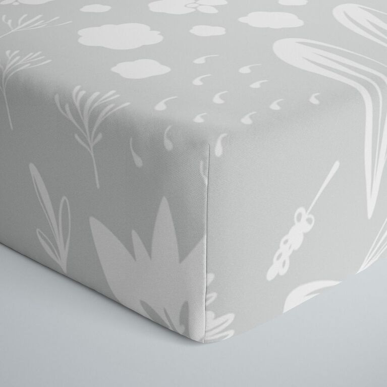 Simmons Percale Crib Sheet 1pk - Grey Bunnies