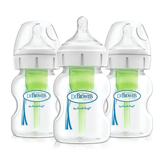 Dr Brown Options + Newborn Bottle Wide - Neck 150ml/5oz 3pk