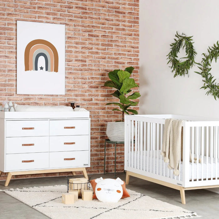 Dadada Soho 3-in-1 Convertible Crib - White/Natural