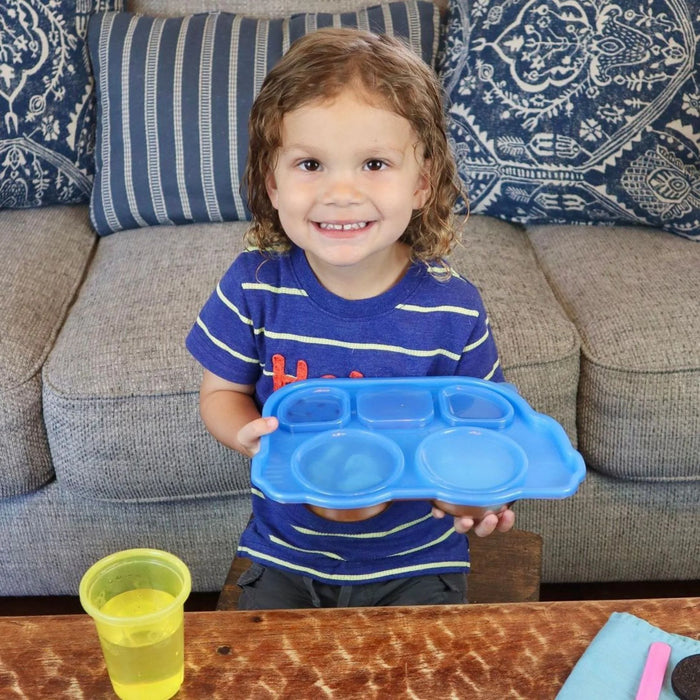 Innobaby Steel Divided Plate w Lid - Friendly Bus Blue