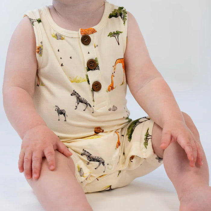 Belan.J Sleeveless Shortall Romper - Safari