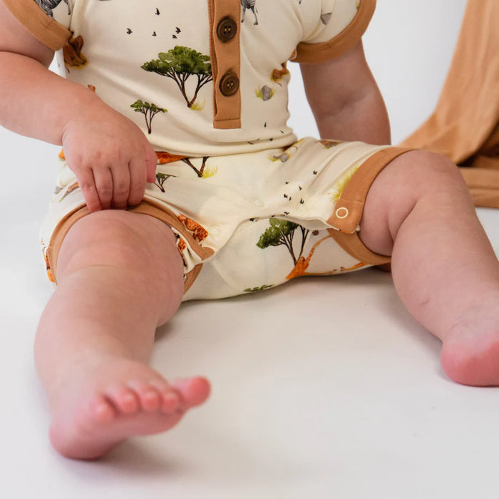 Belan.J Short Sleeve Shortall Romper - Safari